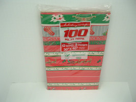 Vintage holiday gift wrap heavyweight paper made in USA 12 sheets 8 desi... - $19.75