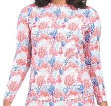 NWT GOTTEX Coral Reef Coral Multi Long Sleeve Crew Neck Shirt Ruffle Trim S & M image 2