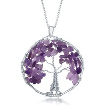 Sterling Silver Amethyst Beads Tree of Life Pendant - £47.98 GBP