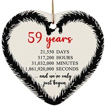 hdhshop24 59 Years Heart Ornament Ceramic 3 inch 59th Wedding Anniversary Christ - £14.75 GBP