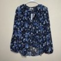 Hayden Kennedy BLUE multi SHEER Blouse Long Sleeve new Size XSMALL - $19.40