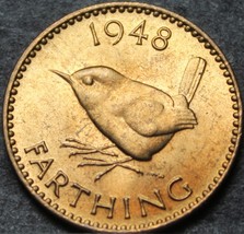 Great Britain Farthing, 1948 Gem Unc~Wren~Excellent~Free Shipping - $7.05