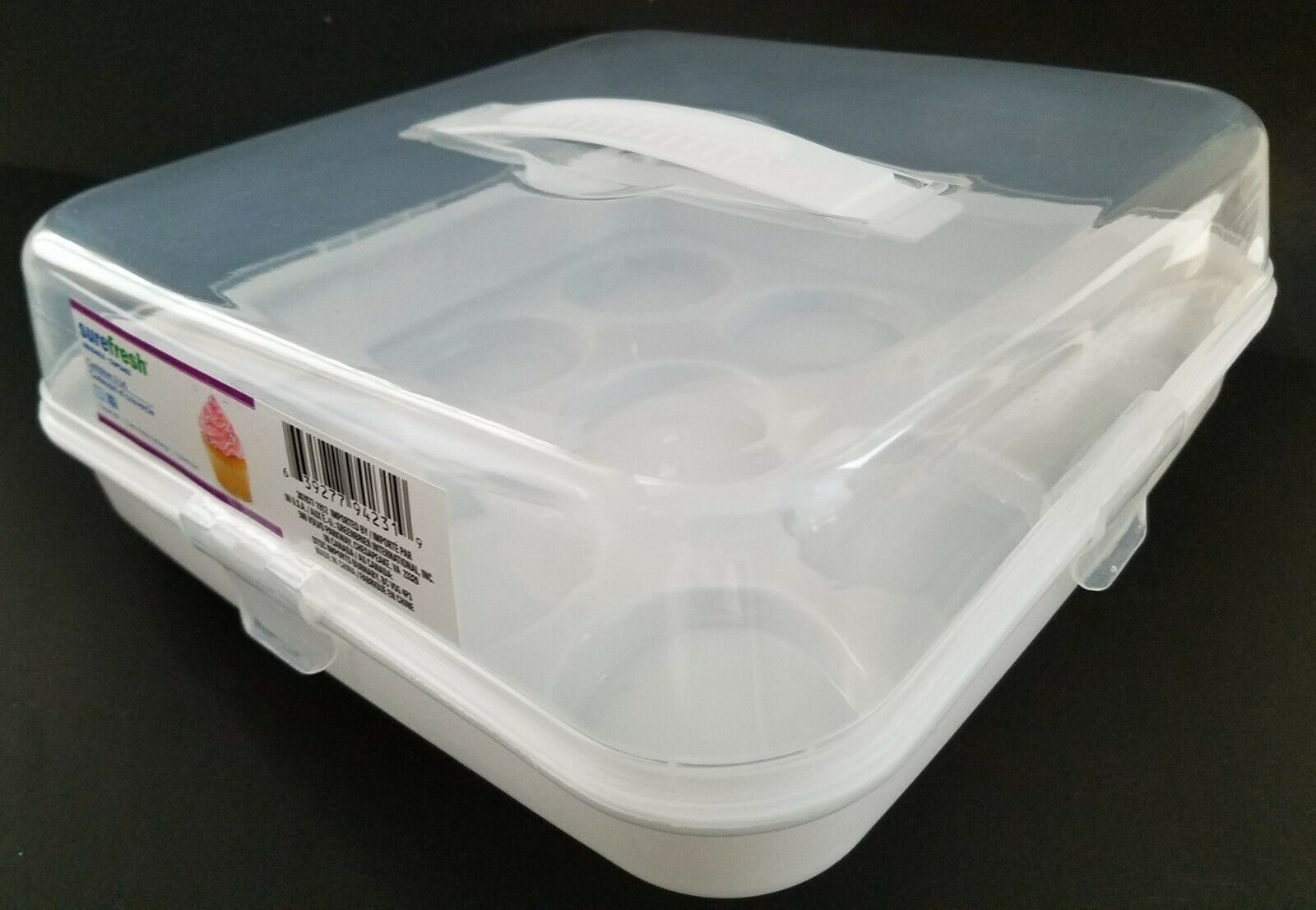 Cupcake Caddy White Container Clear Dome with Lock Clips &amp; Handle, 1/Pk - $3.95