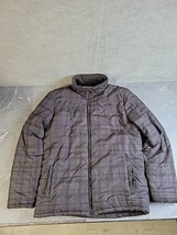 Billabong Mens Quilted Puffer Zip Up Jacket Coat Size M Brown Plaid Fleece Lined - £27.90 GBP