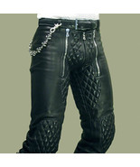 Men&#39;s Real Leather Pant Quilted Jeans Trousers BLUF Pants Bikers Breeche... - $184.05 CAD