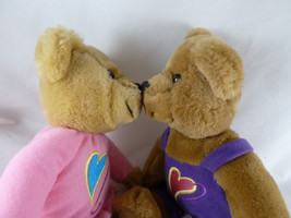 Kissing Hallmark Teddy Bears Plush Hearts Valentines day 9&quot; magnet in noses - £10.27 GBP
