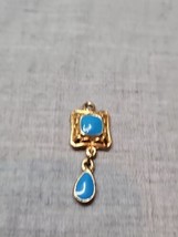 Vintage Trifari Gold Tone Blue Square Charm/Pendant - £5.28 GBP