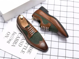 Brock Carved Men&#39;s Shoes Color Matching Fashion Shoes Baroque Retro Casual Shoes - £66.36 GBP