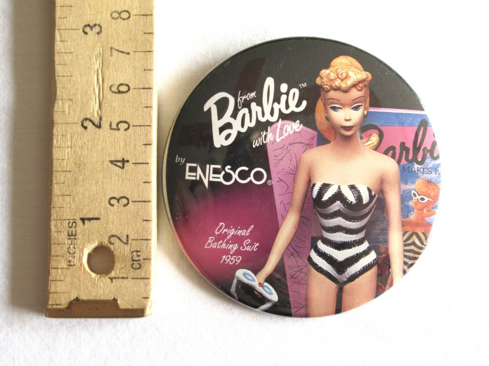 Primary image for From Barbie With Love Enesco 3'' Button Original Bathing Suit 1995 Doll Pinback