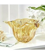Golden Seas Shell Art Glass Bowl with Gold Flecks LAF002 by Two&#39;s Compan... - £44.23 GBP