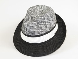 Men's Bently Semi Crushable Fedora Briad Straw Hat Dante DA221 Black White image 5