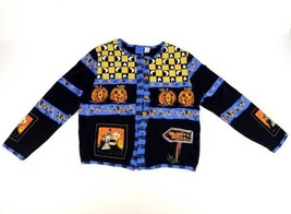 Sportelle Halloween Size Large Light Sweater/Jacket Pumpkins Haunted House  - £21.57 GBP