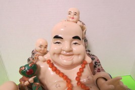 Vintage Asian Chinese Solid 15lb PolyResin Figurine Resting Buddha 5 Children - £353.13 GBP