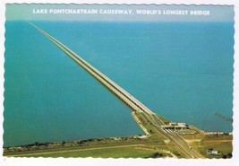 Louisiana Postcard New Orleans Lake Pontchartrain Causeway Worlds Longest Bridge - £1.70 GBP