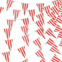 100 Foot Pennant Banner, Red &amp; White Stripe - £17.44 GBP