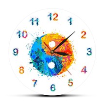 Watercolor Yin Yang Symbol Boho Art Print Wall Clock Harmony and Balance Zen Dec - £32.23 GBP