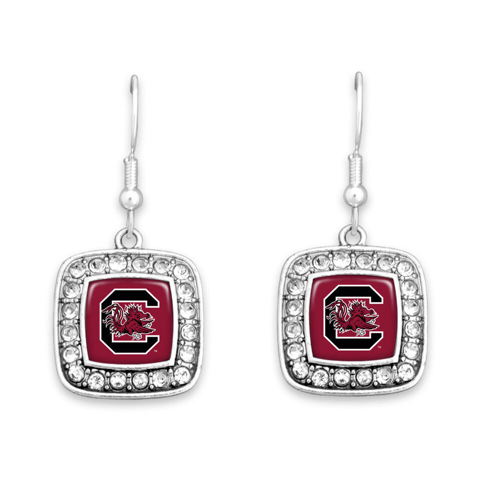 From the Heart 47274 South Carolina Gamecocks Square Stone Earrings