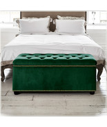 Velvet Upholstered Ottoman Storage Box Bedroom Footstool Blanket Toy Box  - $135.00