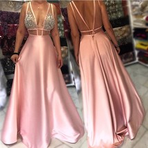 Hot Selling Cut Low Deep V Neck Sheer Long Prom Dresses Evening Dress fo... - $156.99