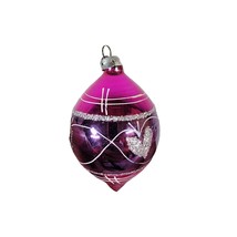 Shiny Brite Glass Christmas Ornaments Vtg Pink Heart Glitter beautiful Teardrop - £10.53 GBP