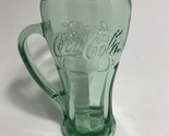 Coca-Cola Glass With Handle Embossed 16 Oz Heavy Clear Green 6.25&quot; Glass... - £11.70 GBP