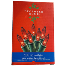 RED Mini Lights String 100 Count Green Wire Valentines Christmas Incandescen 20&#39; - £10.37 GBP