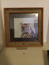 Vintage Framed Needlepoint Tiger Face .Handmade Frame - £35.31 GBP