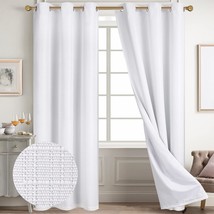 Diraysid 100% Blackout Curtains White Linen Curtains, 2 Panels, W38 X L84 Inch - $46.97