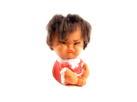Vintage 60&#39;s Crying Frowning Moody Small Doll Plastic Toy Figure Hong Kong  - £15.66 GBP