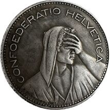 Medalla de fantasía suiza 5 francos 1965 - diseño de caballero y cruz suiza - $18.66 CAD