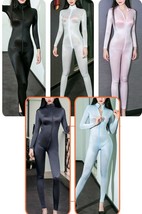 Neu Damen Hoch Elastisch Bodystocking Overall Body Catsuit Bodysuit 2-way zipper - £11.45 GBP