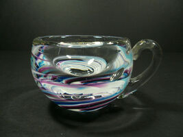 Studio Art Glass Cup Handcrafted Handmade Swirl Pattern  Signed L&amp;L Chip... - $21.00