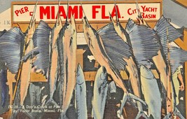 Miami Beach Fl~A Day&#39;s Catch Of Sword FISH-PIER 5-CITY Yacht BASIN~1949 Postcard - £4.35 GBP