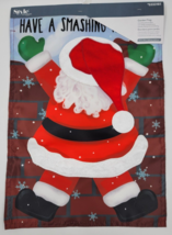 Style Selections Christmas Santa Garden Flag 12.5&quot; x 18&quot; Double Sided 3D... - £7.59 GBP