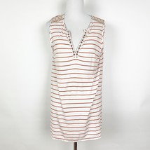 Max Edition Womens Striped Tank Top Sleeveless Shirt White Orange Size M... - $180.53 MXN