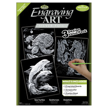Foil Engraving Art Kit Value Pack 8.75&quot;X11.5&quot;-Silver - Turtle, Sea Horse &amp; Dolph - £12.19 GBP