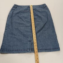 Petite Sophisticate Stretch Women's Blue Cotton Blend Rear Slit Denim Skirt Sz 8 image 6