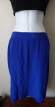 Silk Boutique Women’s Midi Pencil Skirt Blue Size L 100% Silk Zipper But... - $23.76