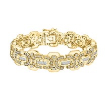 7.50 Ct Small Brilliant Cut Diamonds Mens Link Bracelet 14K Yellow Gold Over 8&quot; - £588.20 GBP