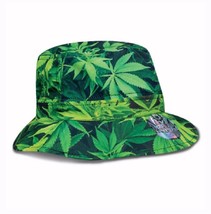 Leaf Pattern Green Garden Flowers Weed Bucket Sun Hat NEW Fast Free Ship - £18.74 GBP