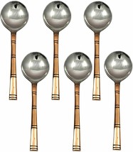 Dessert Spoons Asian Flatware Party Stainless with Copper Handles Cutlery,Set 6 - £31.40 GBP