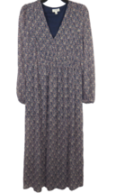 Umgee Women&#39;s The Mindy Maxi Dress Navy Floral V Neck Side Slits Size Small - £27.41 GBP