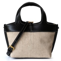 MS  hide Bucket Bag for Women Canvas work Leather  Cross Body Mini Tote Fashion  - £121.84 GBP