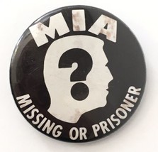POW MIA Missing Or Prisoner? political Vintage pin pinback button 1.75&quot; - $8.50