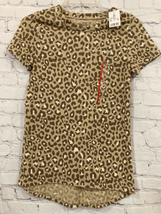 Zoe + Liv Womens XS Pullover Tee TShirt Tan Black Animal Print Short Sleeve NWT - $4.95