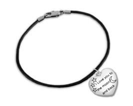 &quot;I Love You To The Moon And Back&quot; Black Cord Bracelet - $219.80 MXN+