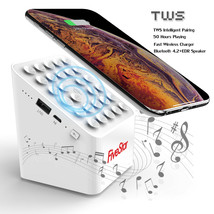 Portable Bluetooth Speaker W/ Magnetic Phone Holder wireless charger power bank - £26.19 GBP