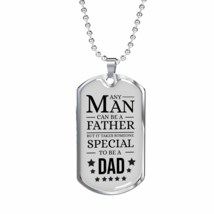 Father Gift Necklace Stainless Steel or 18k Gold Dog Tag w 24&quot; Chain - $47.45+