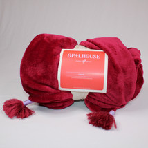 Opalhouse Throw 50 X 60 Inches Red With Pompoms Super Soft New Machine Washable - £7.41 GBP