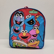 Vintage Sesame Street Monsters Kids Vinyl Backpack Elmo Zoe Oscar Grover - £19.67 GBP